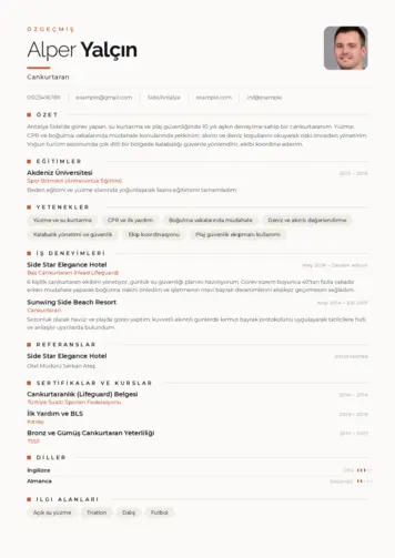 Cankurtaran CV Örnekleri cv indir